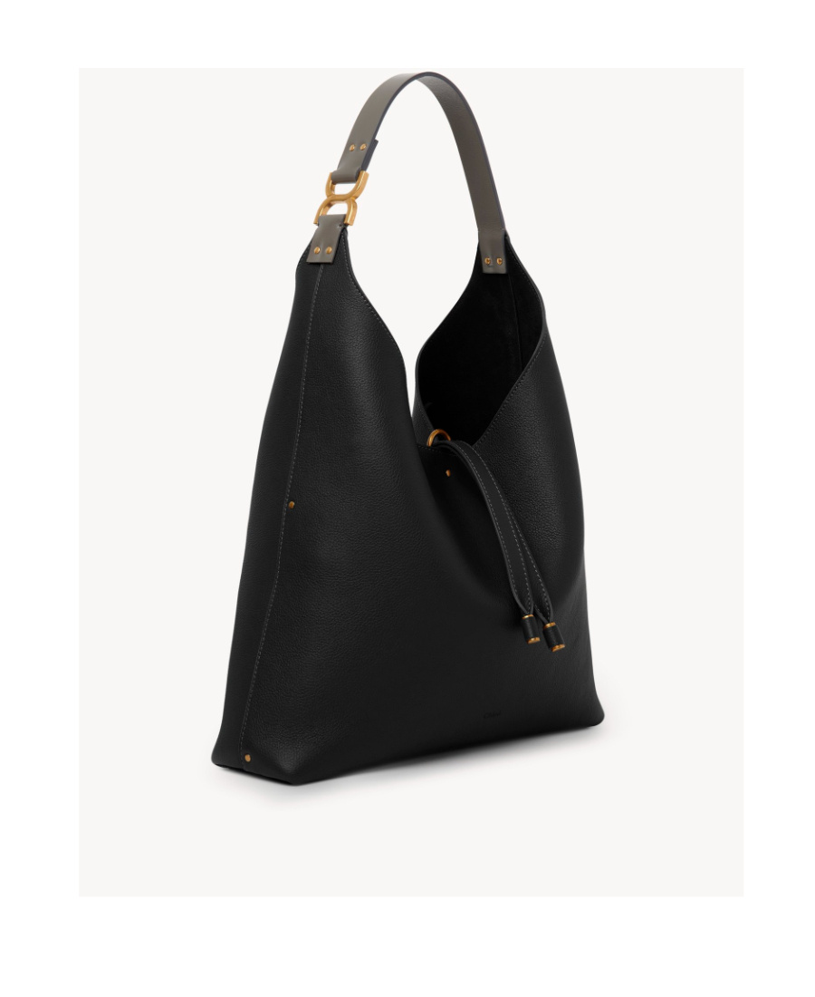 Shop Chloé Marcie Leather Shoulder Bag In Black