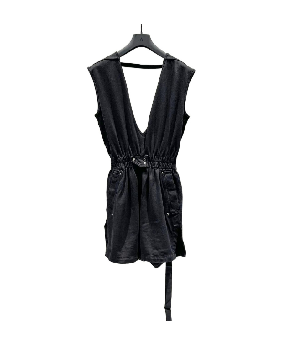 Rick Owens Drkshdw V-neck Short Playsuit In Black