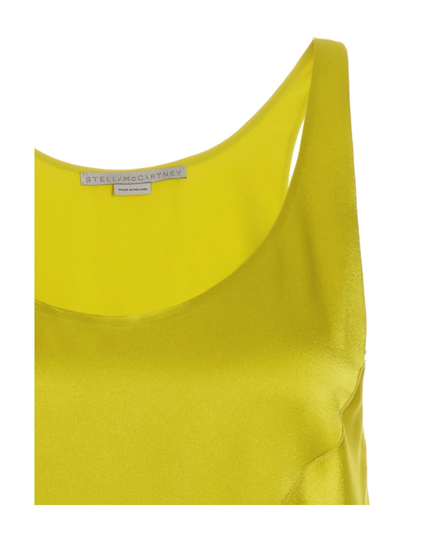 Stella Mccartney Viscose Satin Dress With Applied Fringes In Yellow