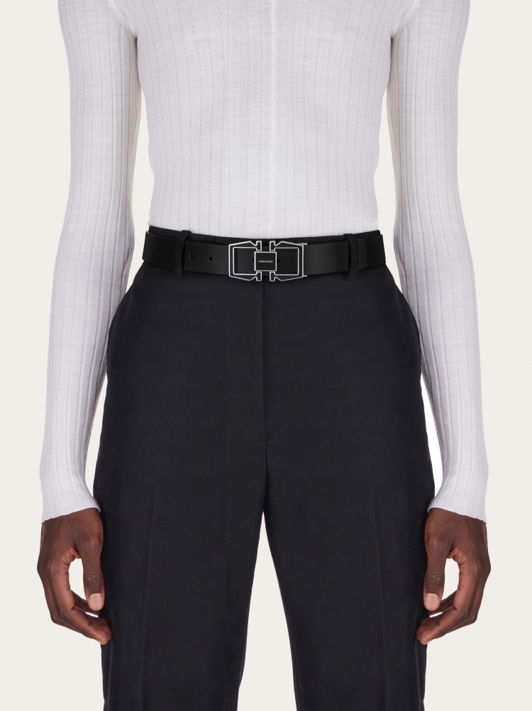 Ferragamo Double-sided Belt In Black