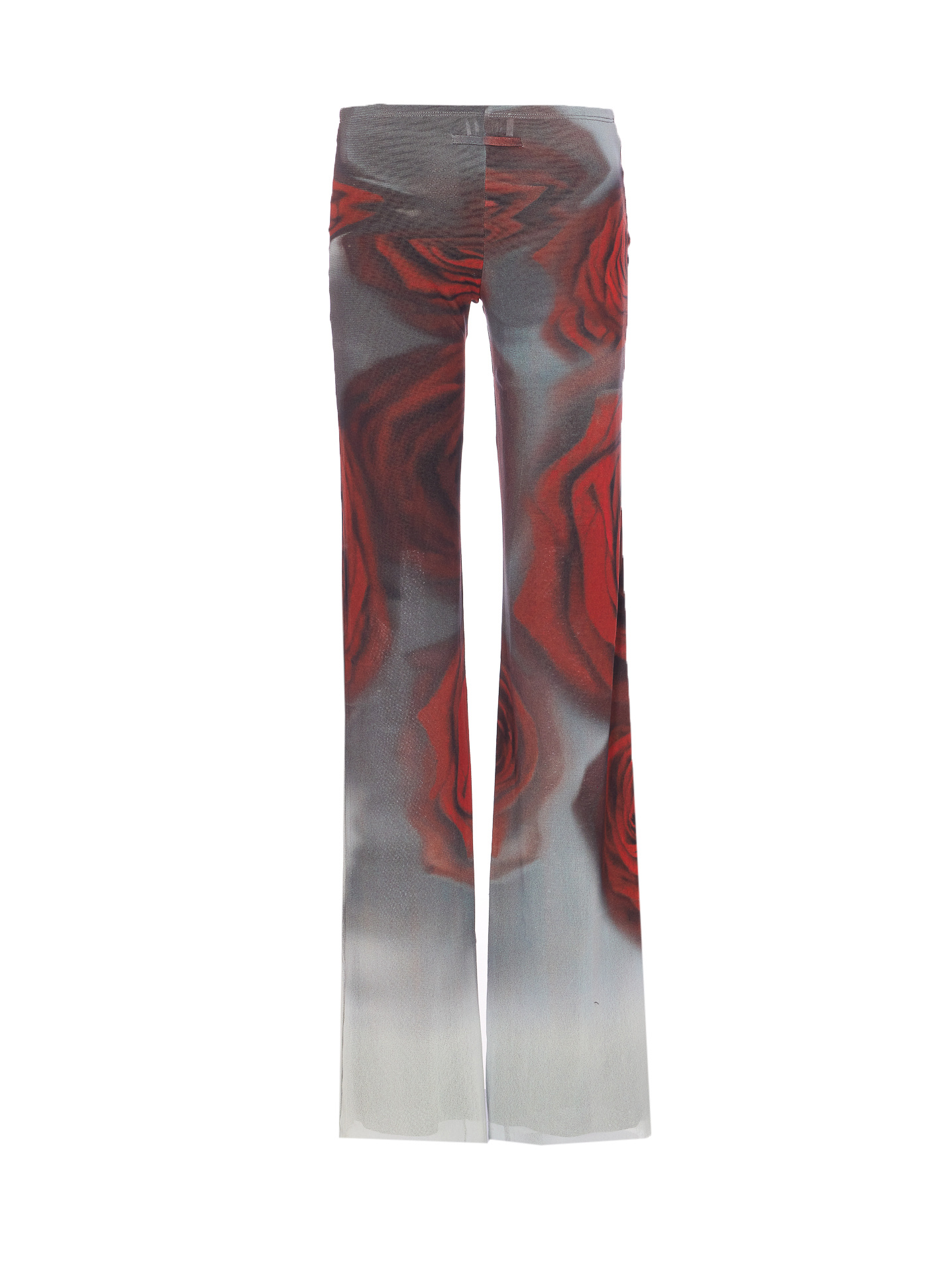 Jean Paul Gaultier Floral Mesh Flared Trousers Stretch In Gray
