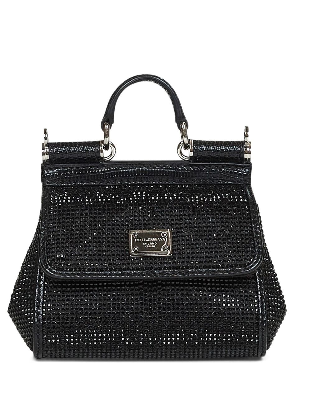 Dolce & Gabbana Dolce Gabbana Embellished Foldover Top Tote Bag In Black