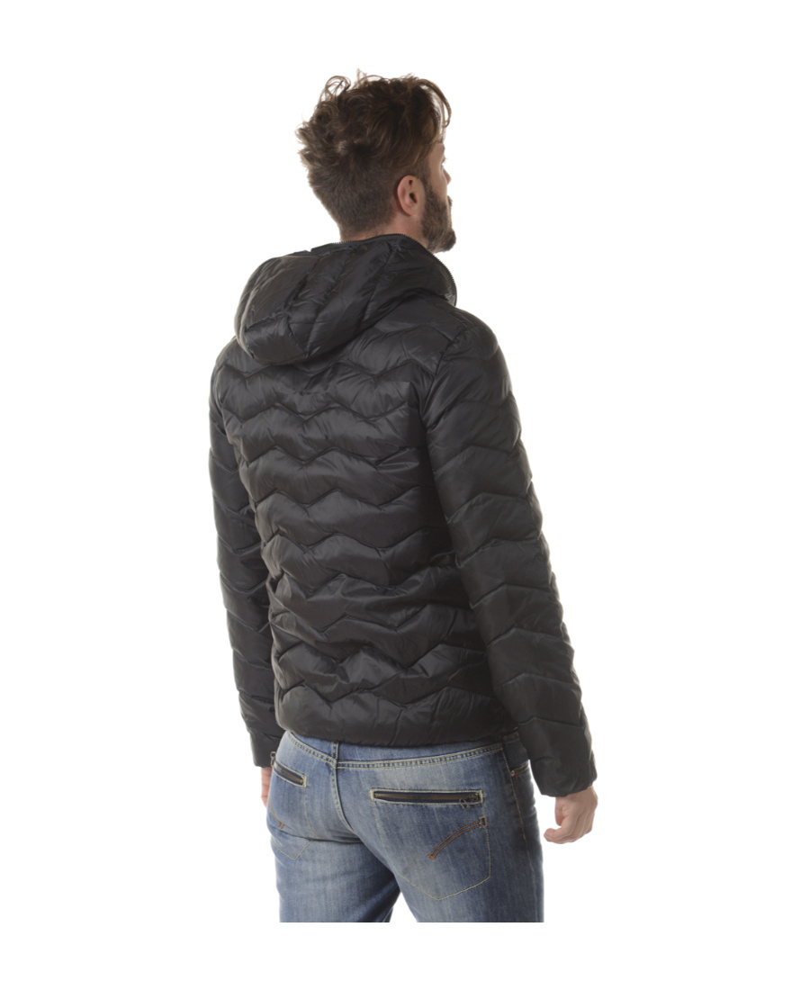 Ea7 Logo Down Jacket In Black