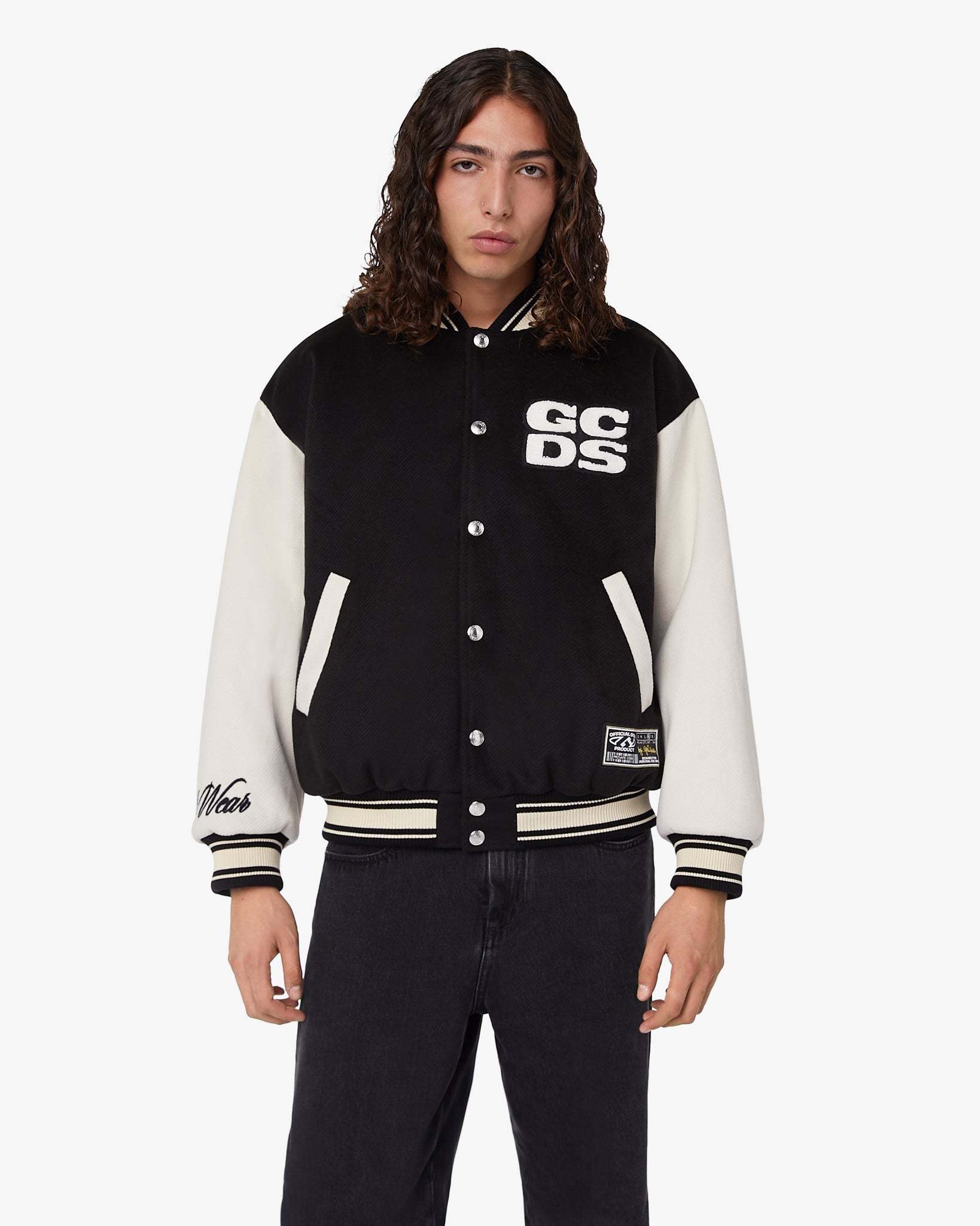 Gcds Two-tone Logo-patch Bomber Jacket In Black