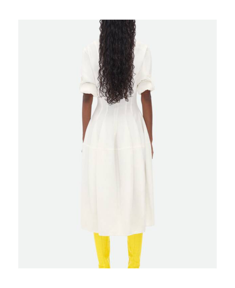 Bottega Veneta Pleat-detail Midi Dress In White