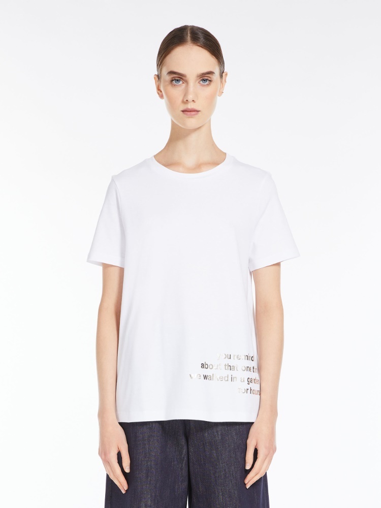 Max Mara Printed Cotton T-shirt In White