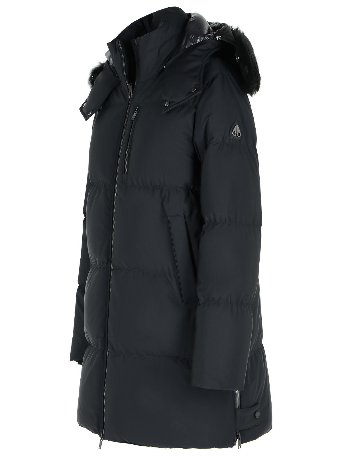 Moose Knuckles Faux Fur-trim Hooded Jacket In Black