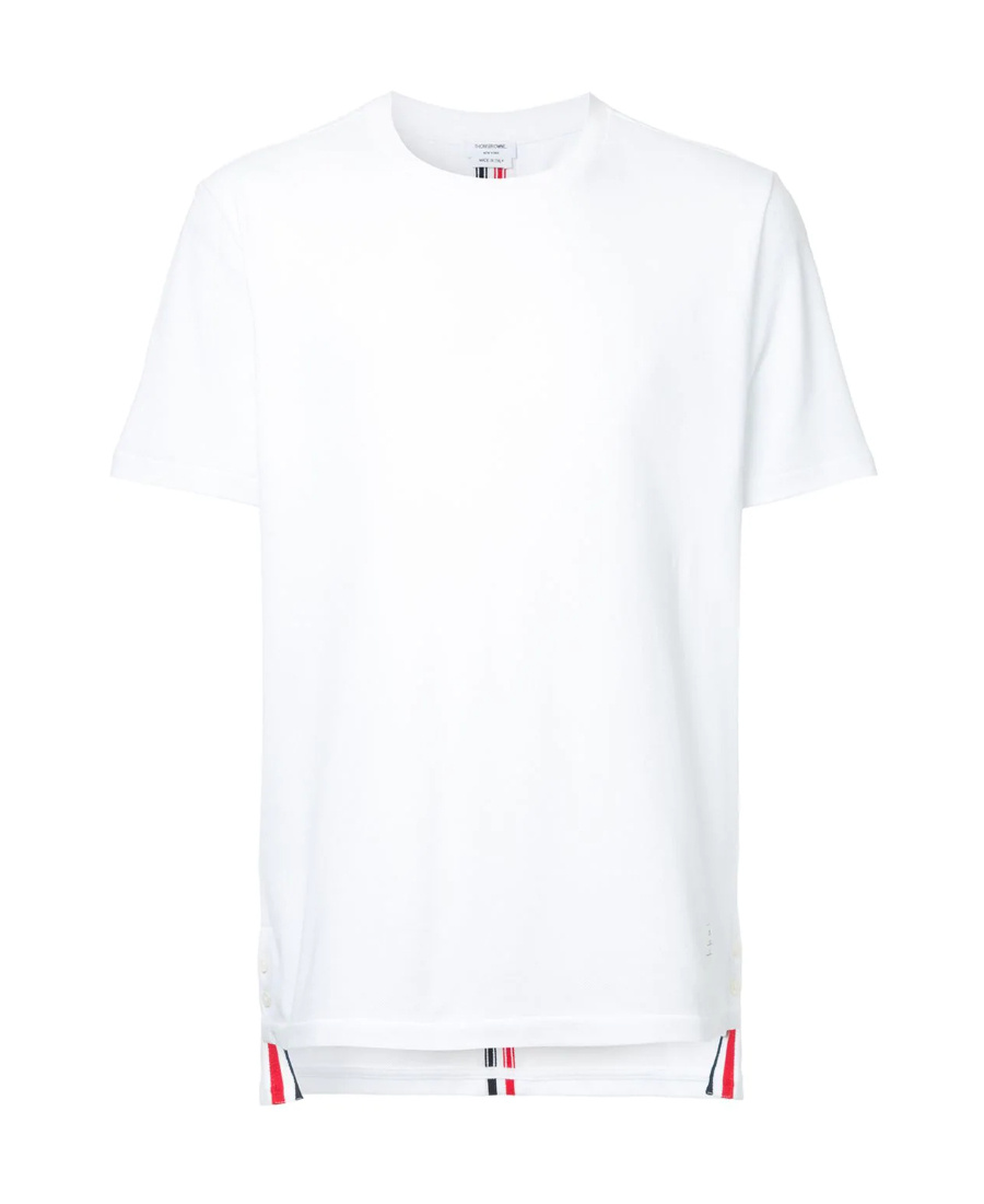 Thom Browne Central Striped T-shirt On The Back In White