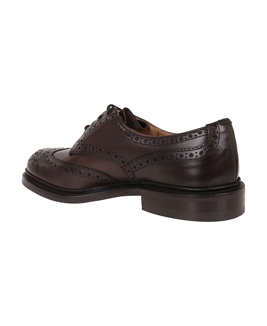 Tricker's Brogue Lace-up Derby Shoes With Round Toe In Black