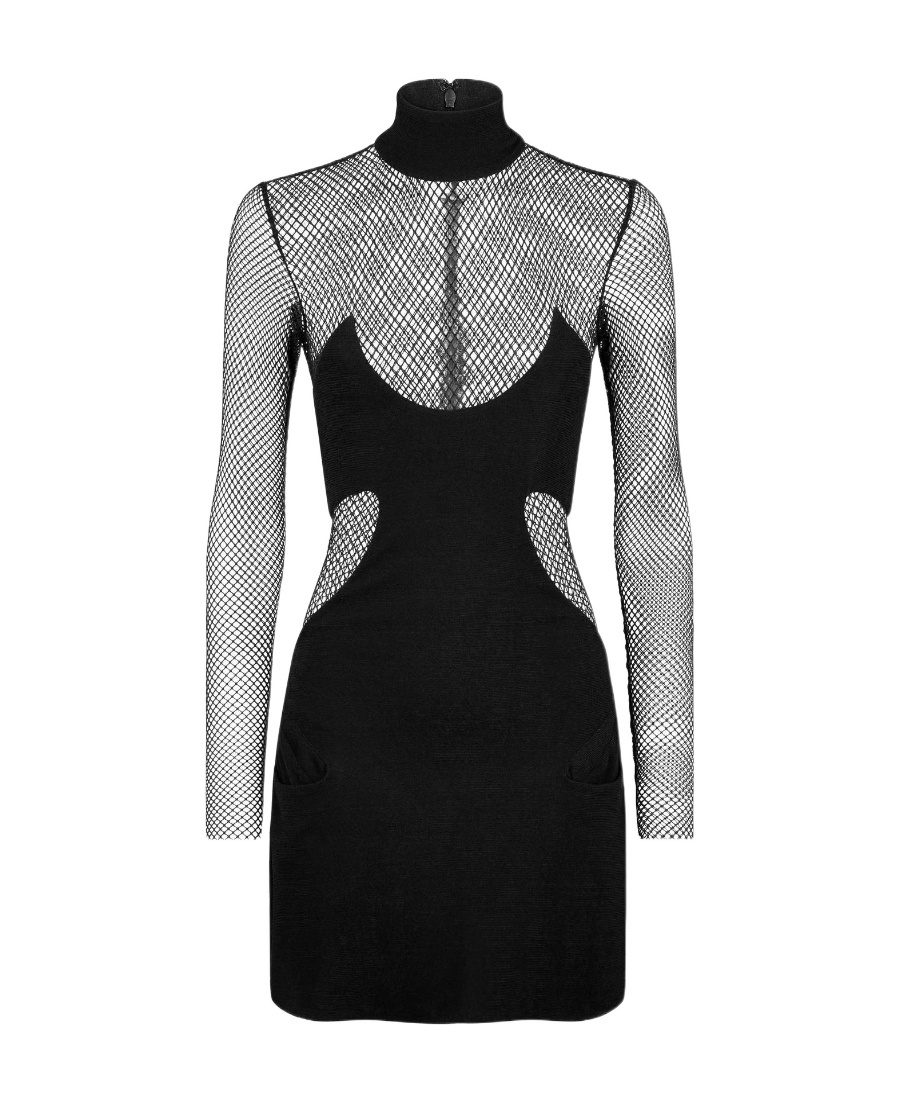 Tom Ford Illusion Mesh-panel Minidress In Black