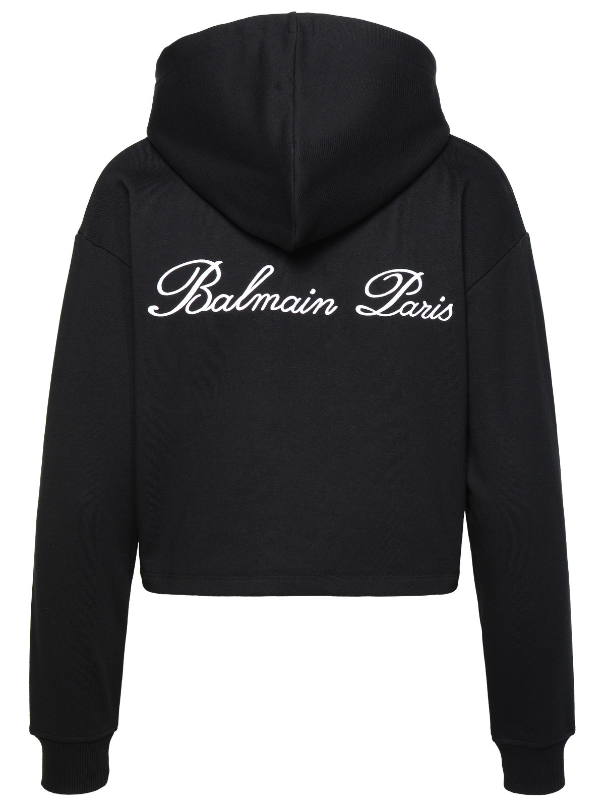 Balmain Embroidered-logo Cotton Hoodie In Black