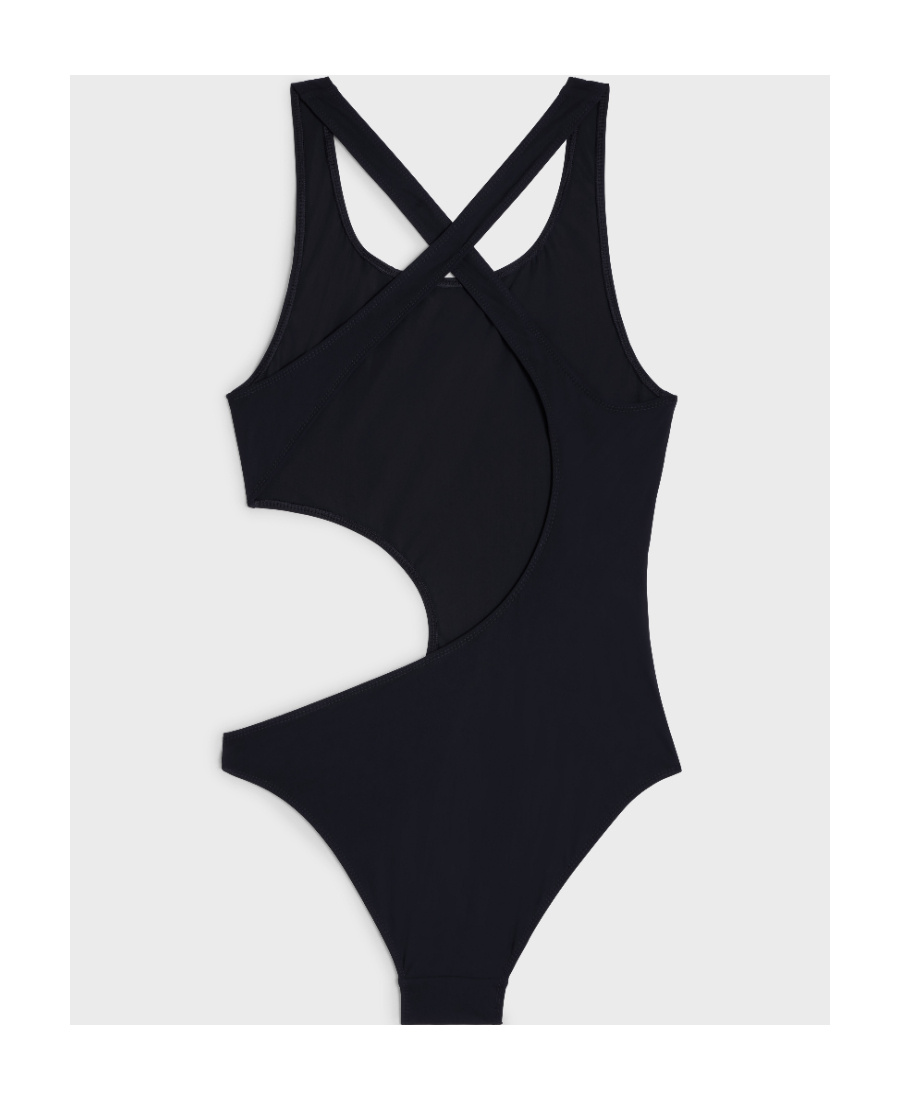 Celine Plain Knitted One-piece Swimsuit In Black