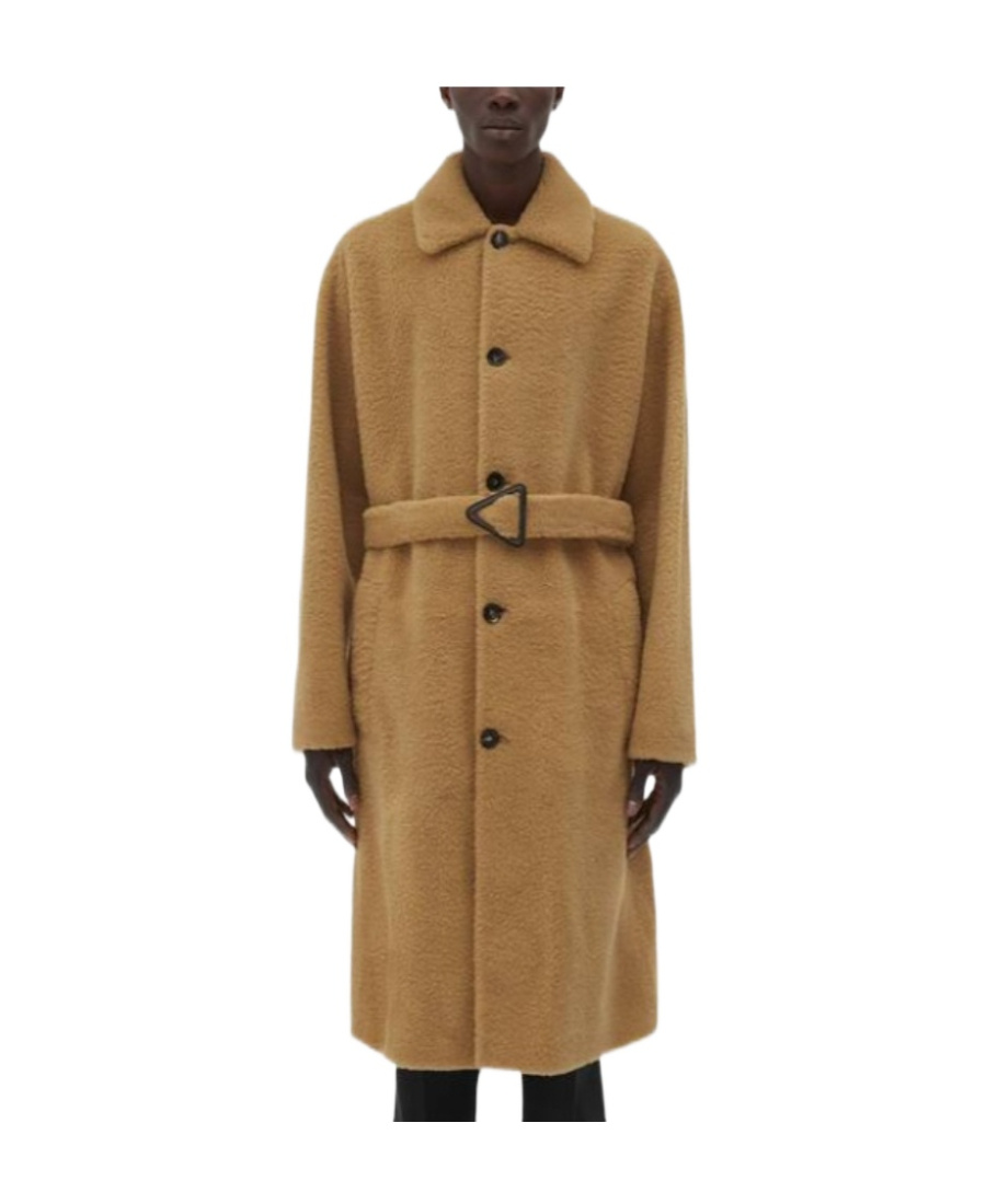 Bottega Veneta Girdle Wool Coat In Brown