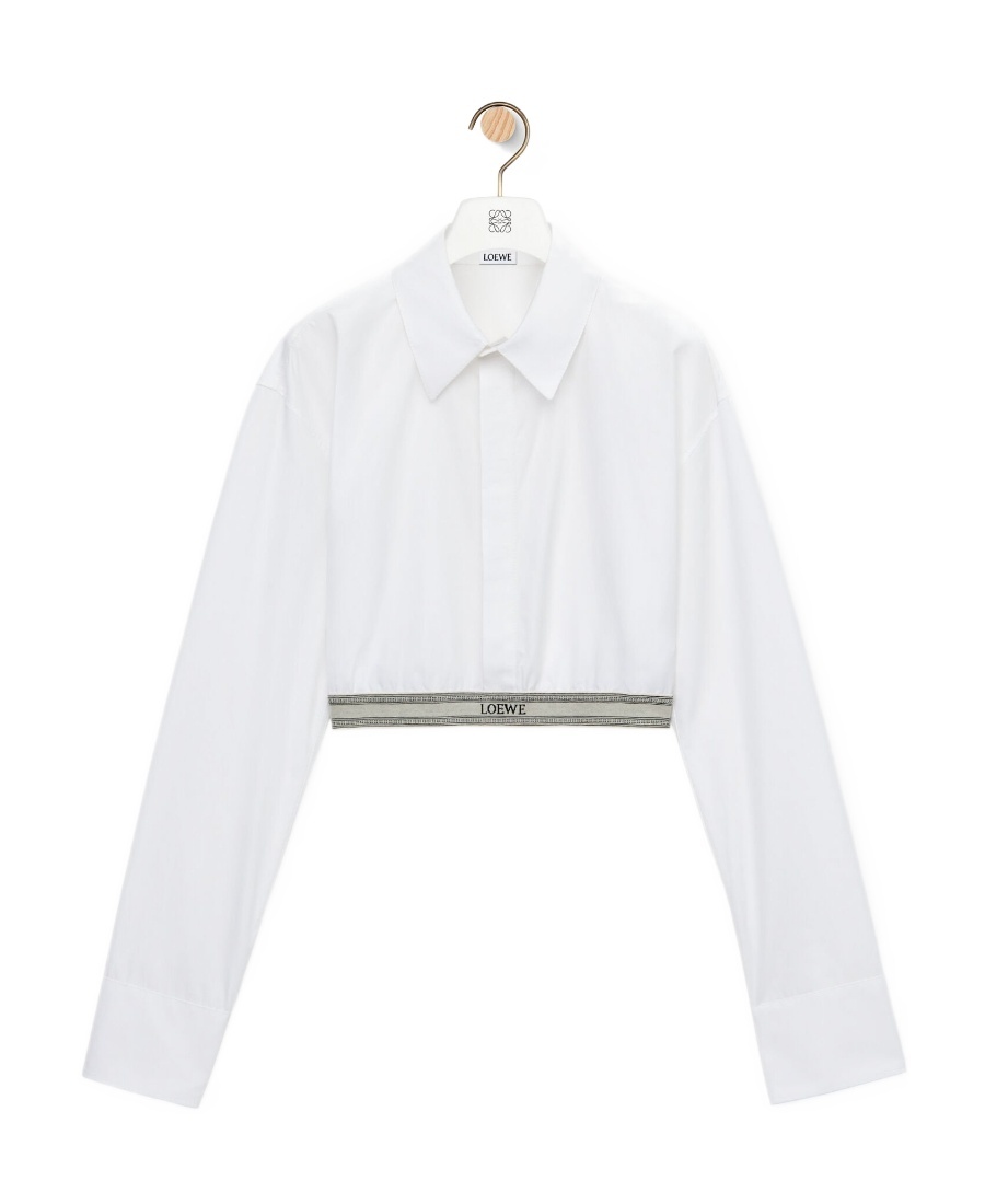 Loewe Logo-waistband Cropped Shirt In White