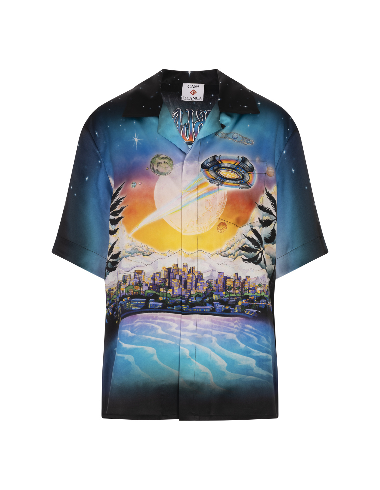 Casablanca Multicolor 'la Prémonition' Short Sleeve Silk Shirt In Multi