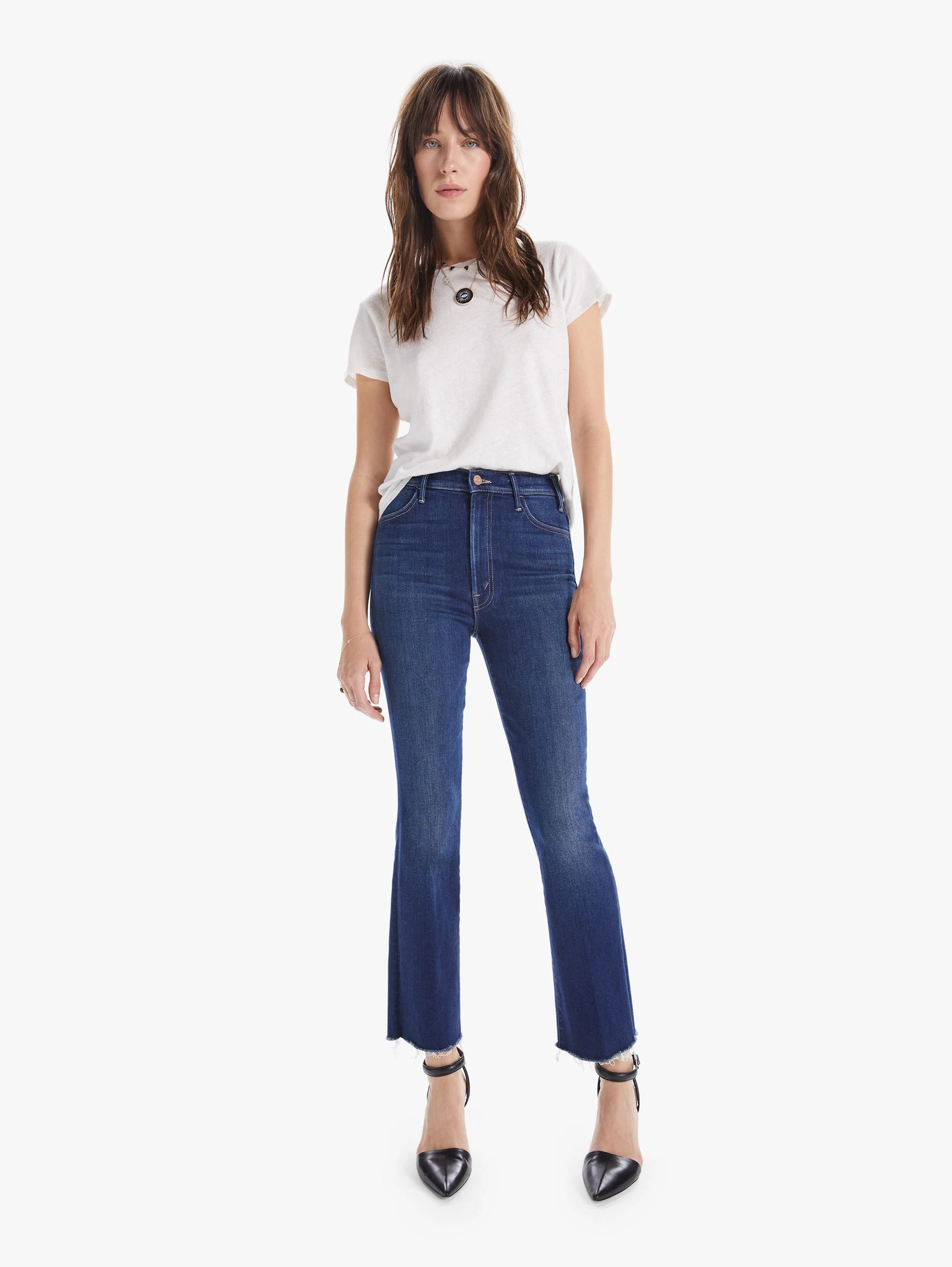 Mother Low Rise Kick Flared Jeans In Blue