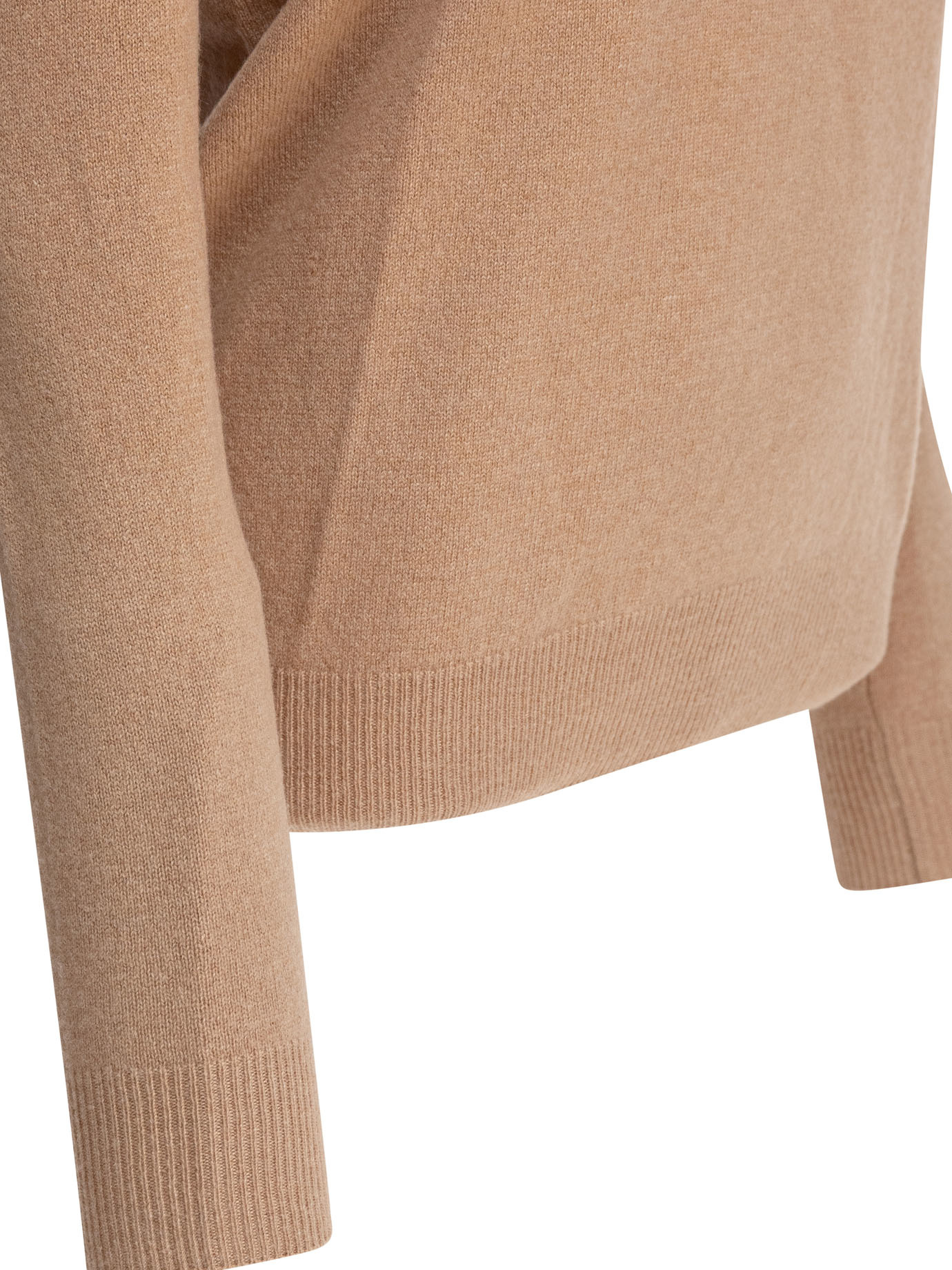 Agnona Crew Neck Knitwear With Ribbed Cuffs And Hem In Brown