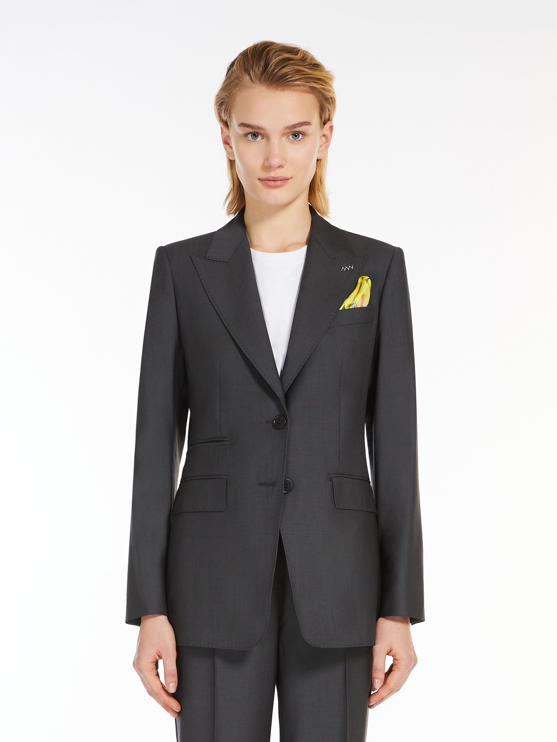 Max Mara Wool Single-breasted Suit Coat In Gray