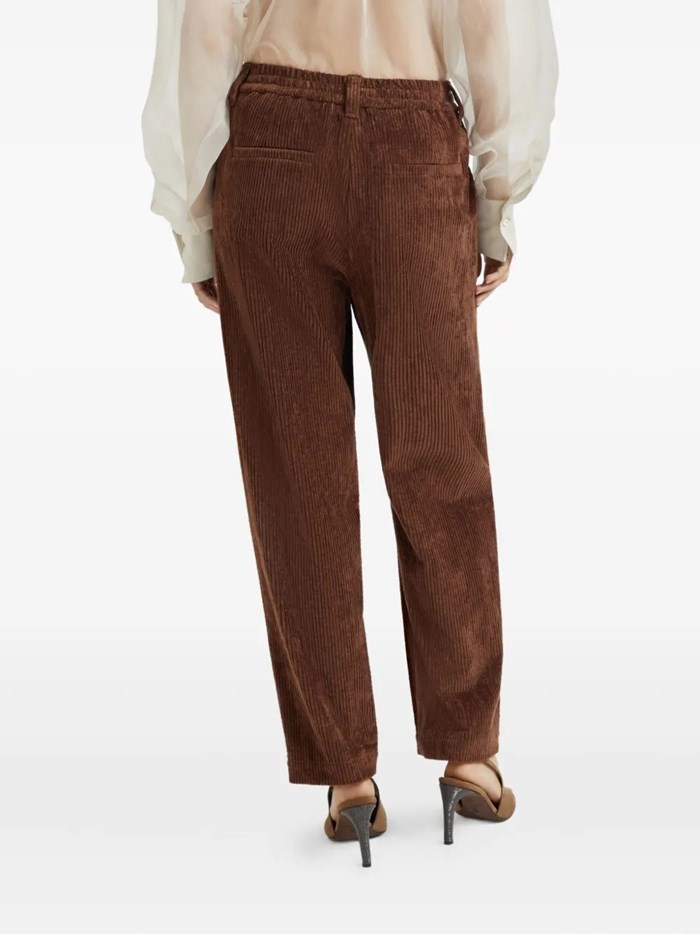 Brunello Cucinelli Soft Corduroy Pleated Straight-leg Ankle Pants In Brown