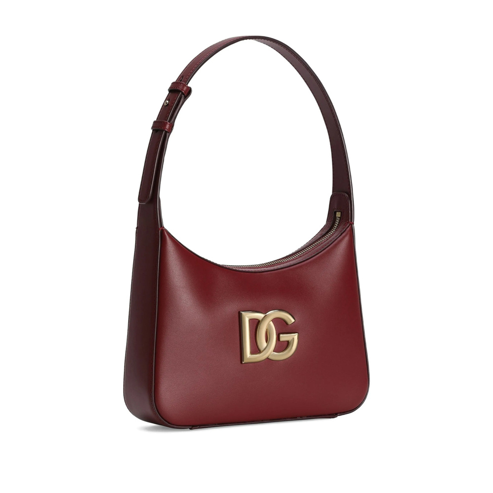 Dolce & Gabbana Leather Shoulder Bag In Burgundy