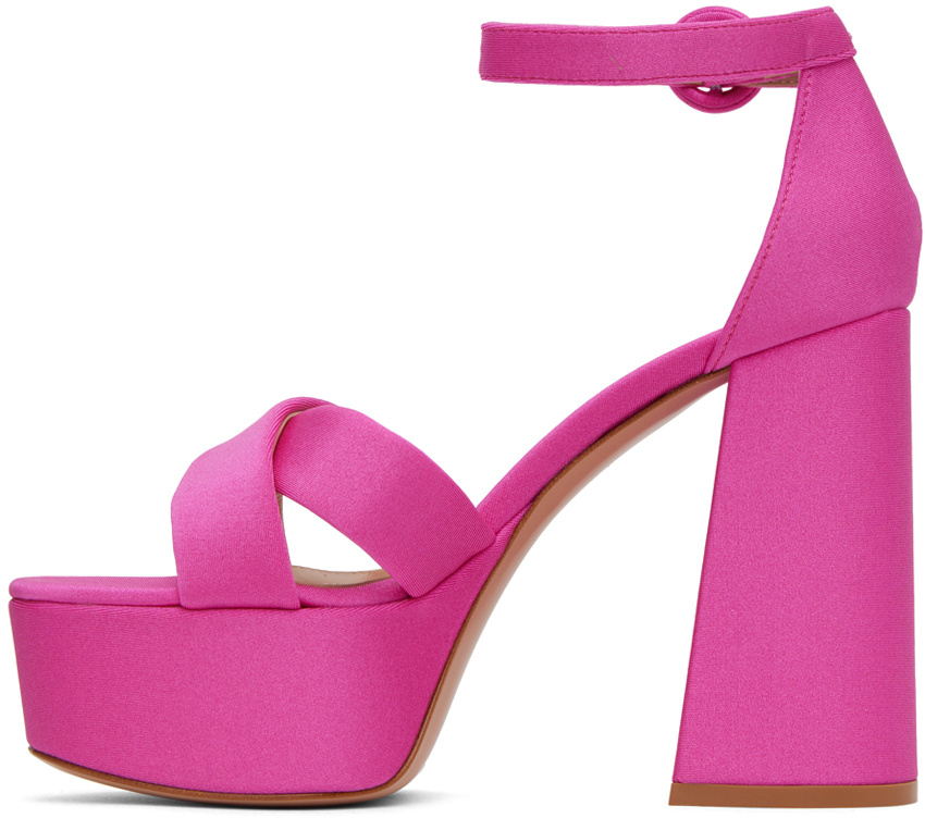 Gianvito Rossi Woman Sandals Fuchsia Size 7 Textile Fibers In Pink