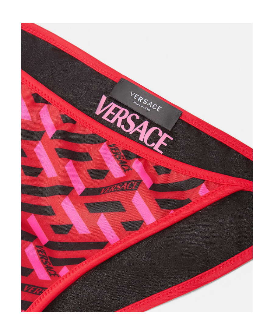 Versace Graphic-print Bikini Bottoms In Red