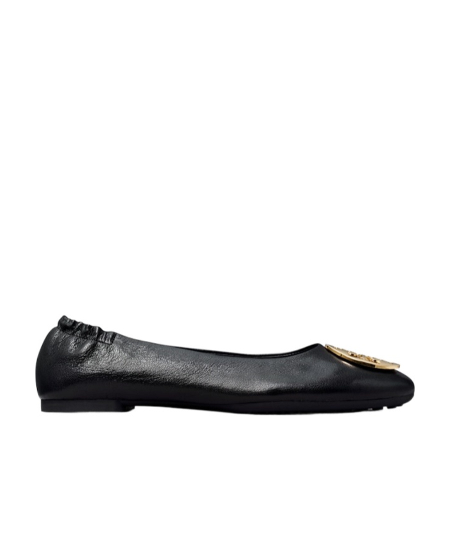 Tory Burch Leather Ballerinas With Metal Logo On The Front In Multi