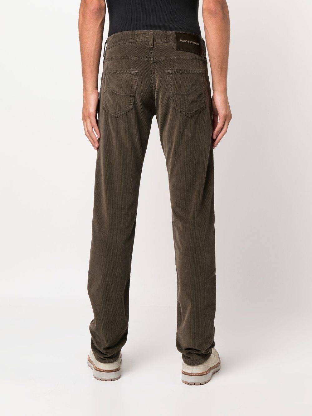 Jacob Cohen Men Regular Slim Fit Cotton Trouser With Back Pony-skin Patch In Brown