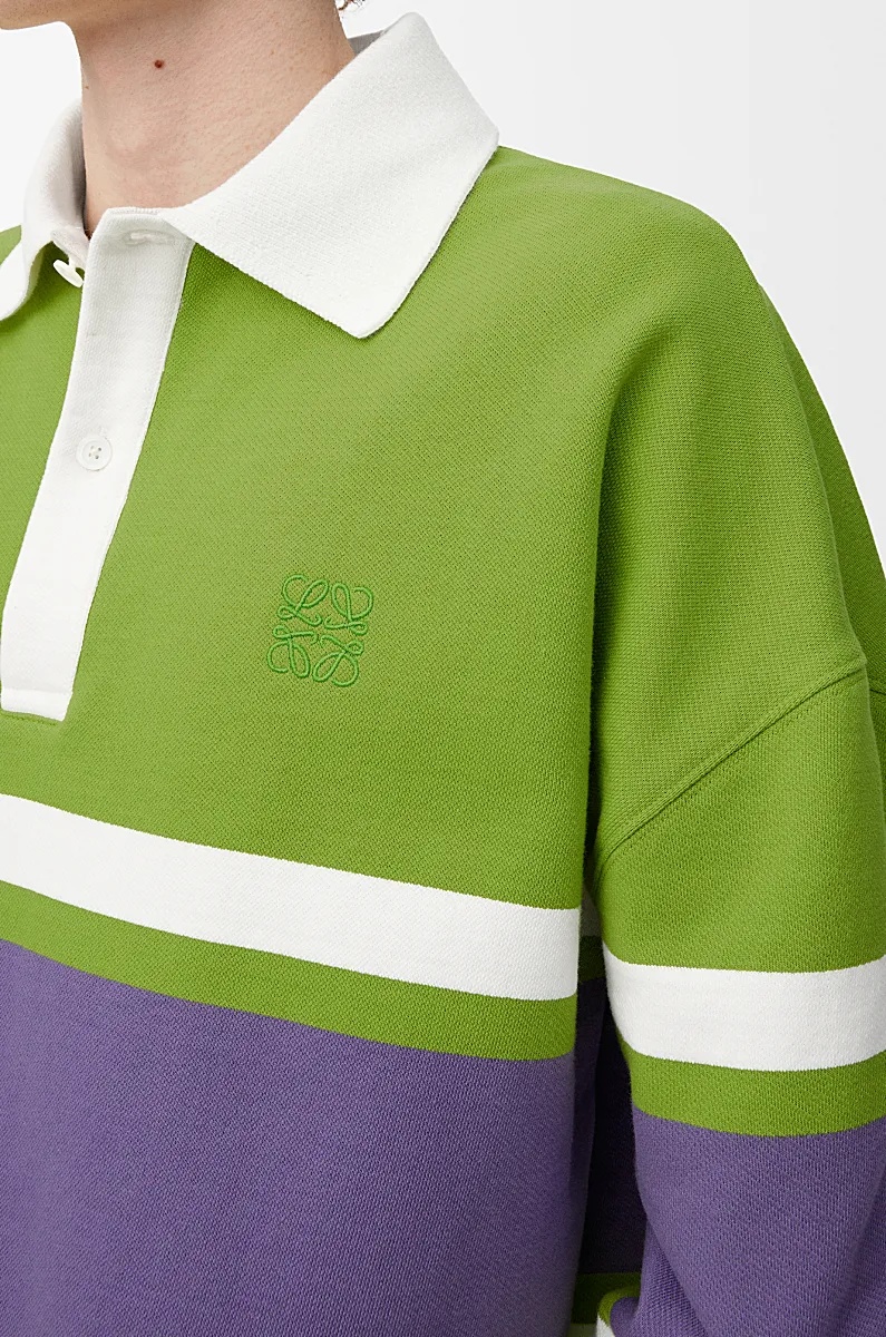 Loewe Cotton Long-sleeved Polo Shirt In Green