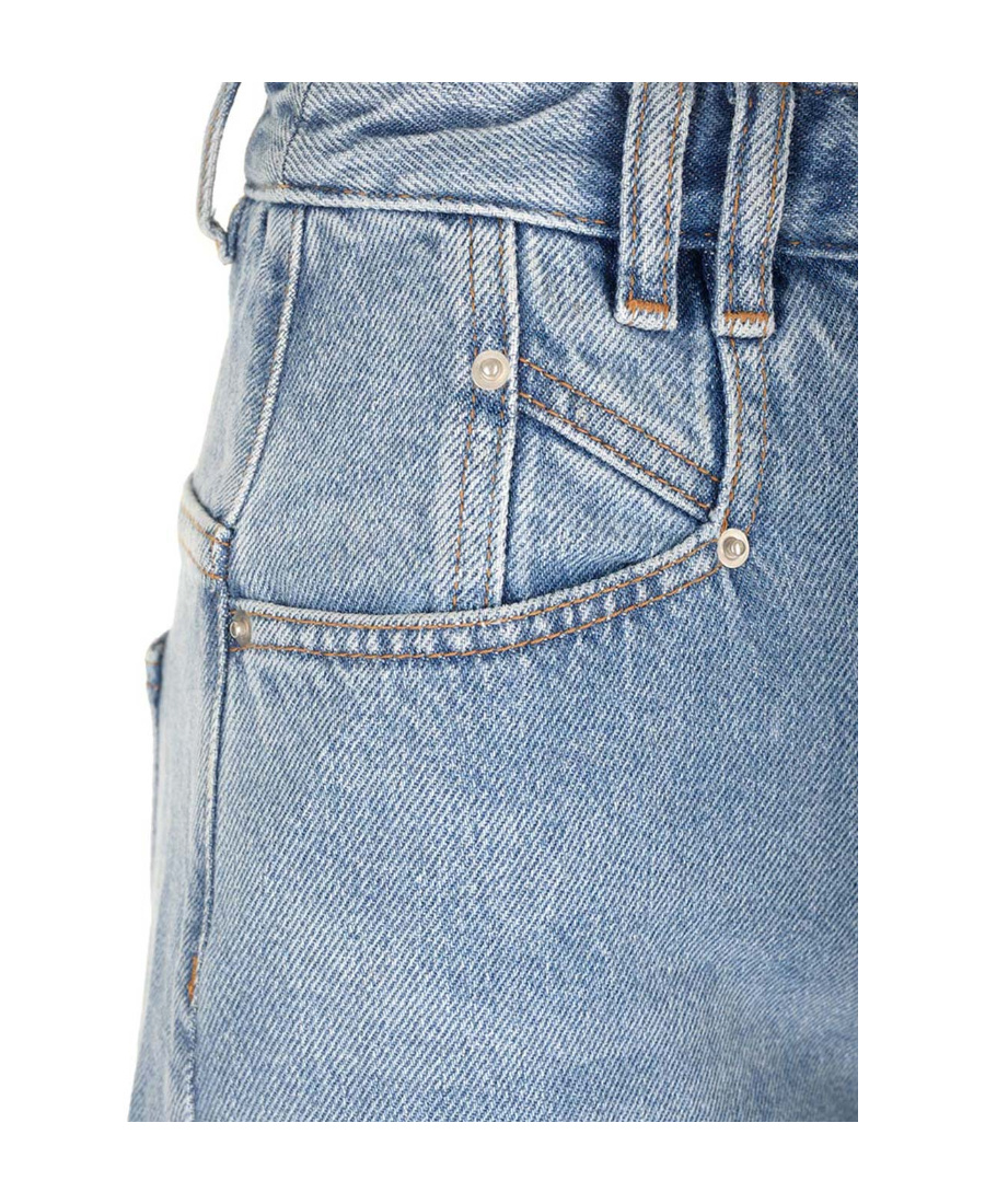 Isabel Marant Wide-leg Denim Trousers With Belt Loops In Gray