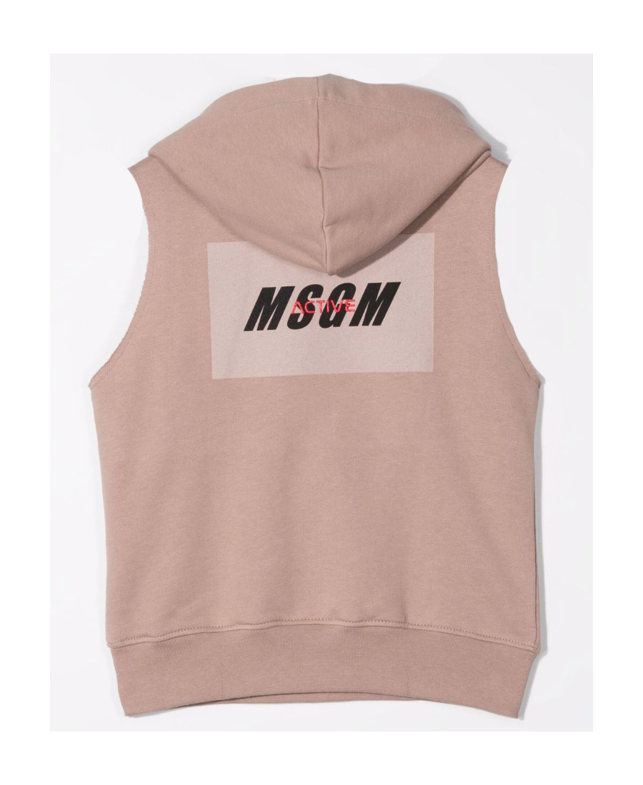 Msgm Box Logo-print Sleeveless Hoodie In Nude