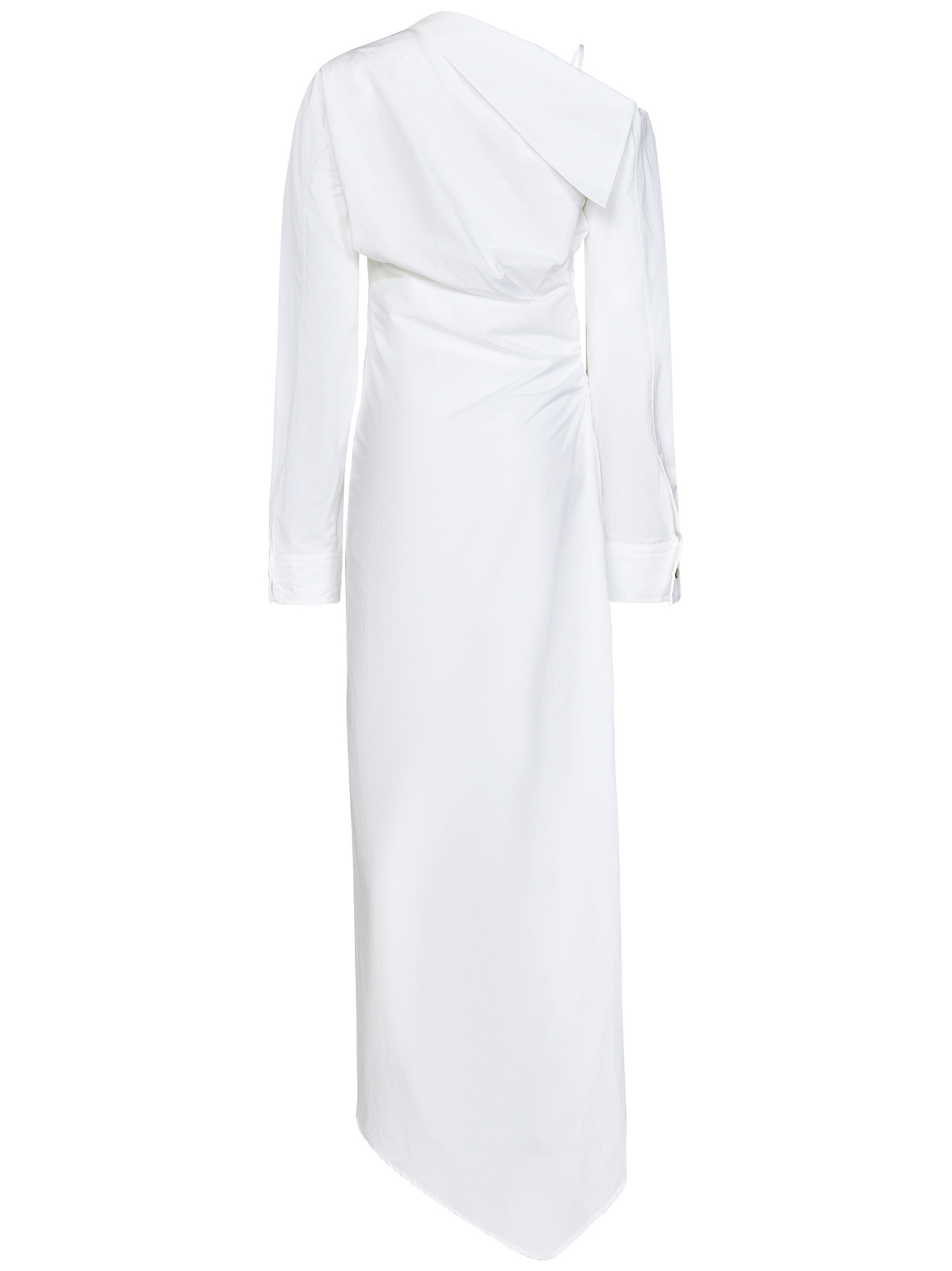 Off-white One-shoulder Asymmetric Dress In White