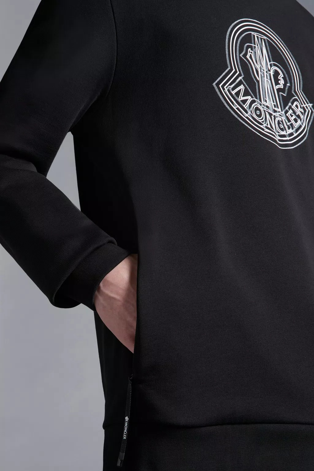 Moncler Hooded Sweater Kangaroo Pocket In Black