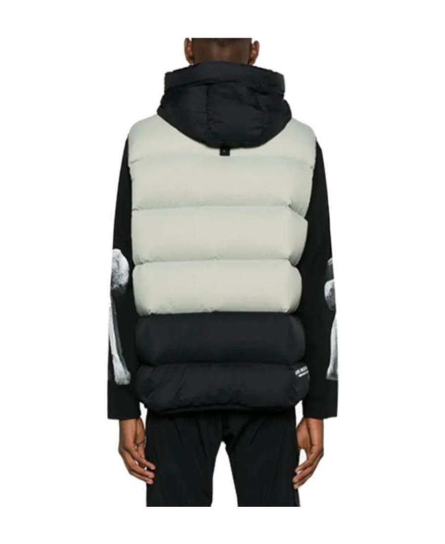 Moose Knuckles Logo-patch Hooded Padded Gilet In Gray