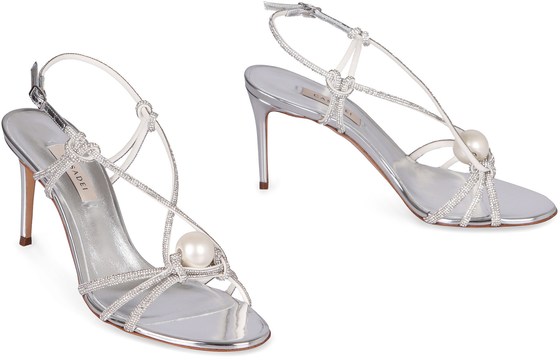 Casadei Julia Labuan Embellished Heeled Sandals In Metallic
