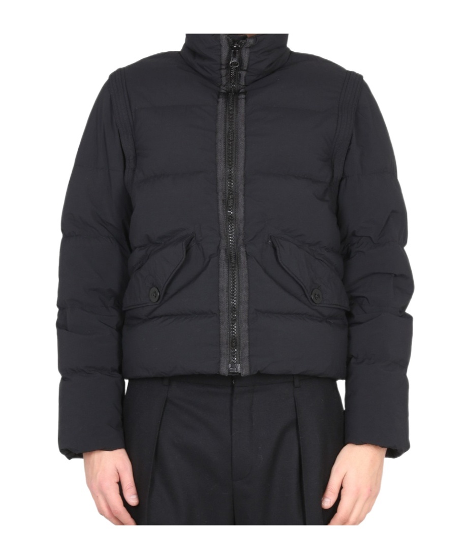 Ten C High-neck Zipped Padded Jacket In Black