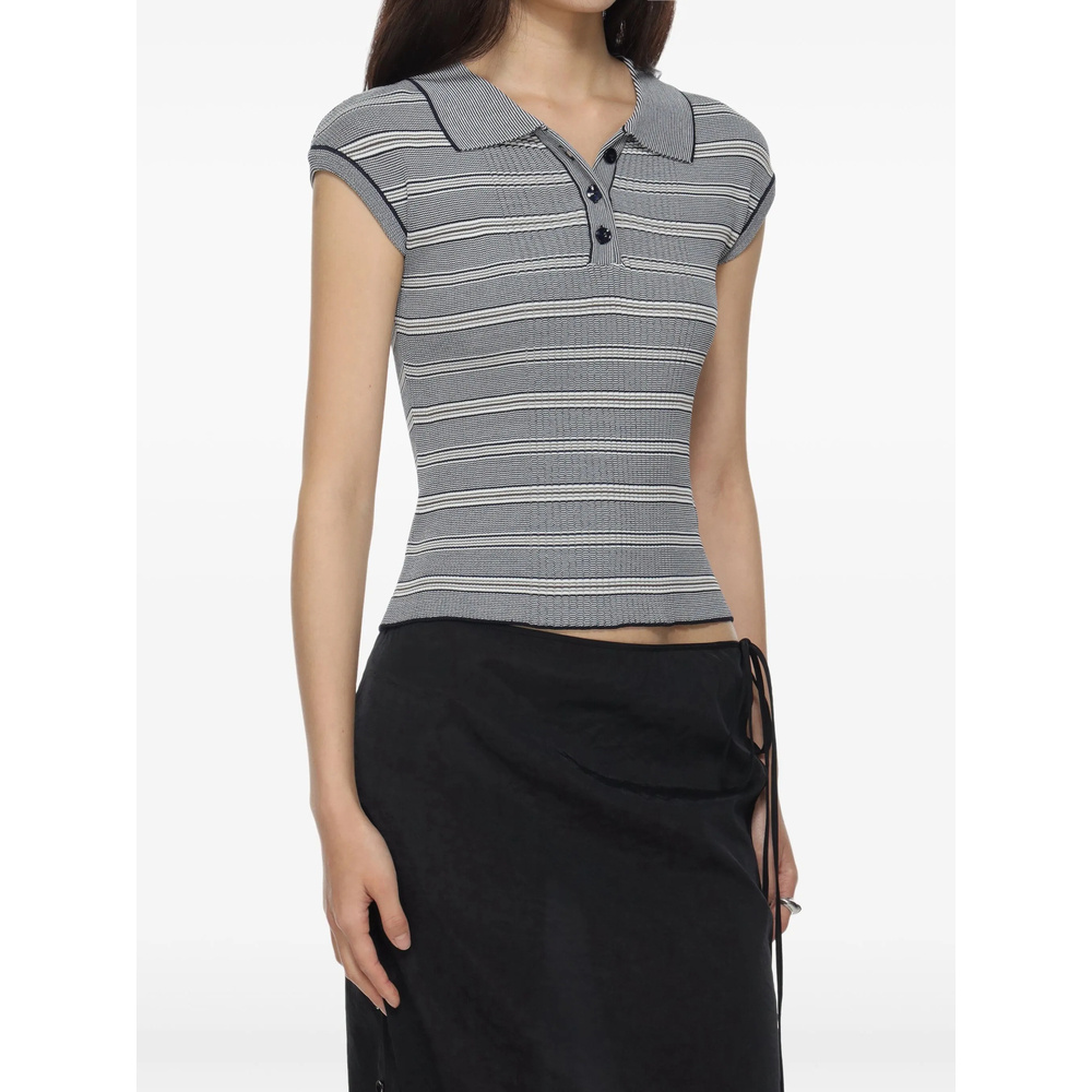 Shop Low Classic Striped Knit Polo Shirt In Multi-color