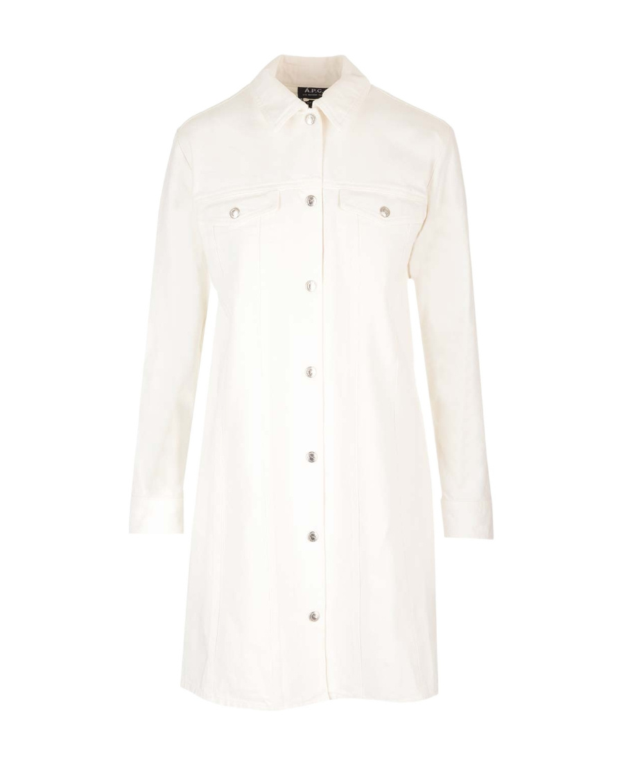 A.p.c. Long-sleeved Shirt Dress In Pink