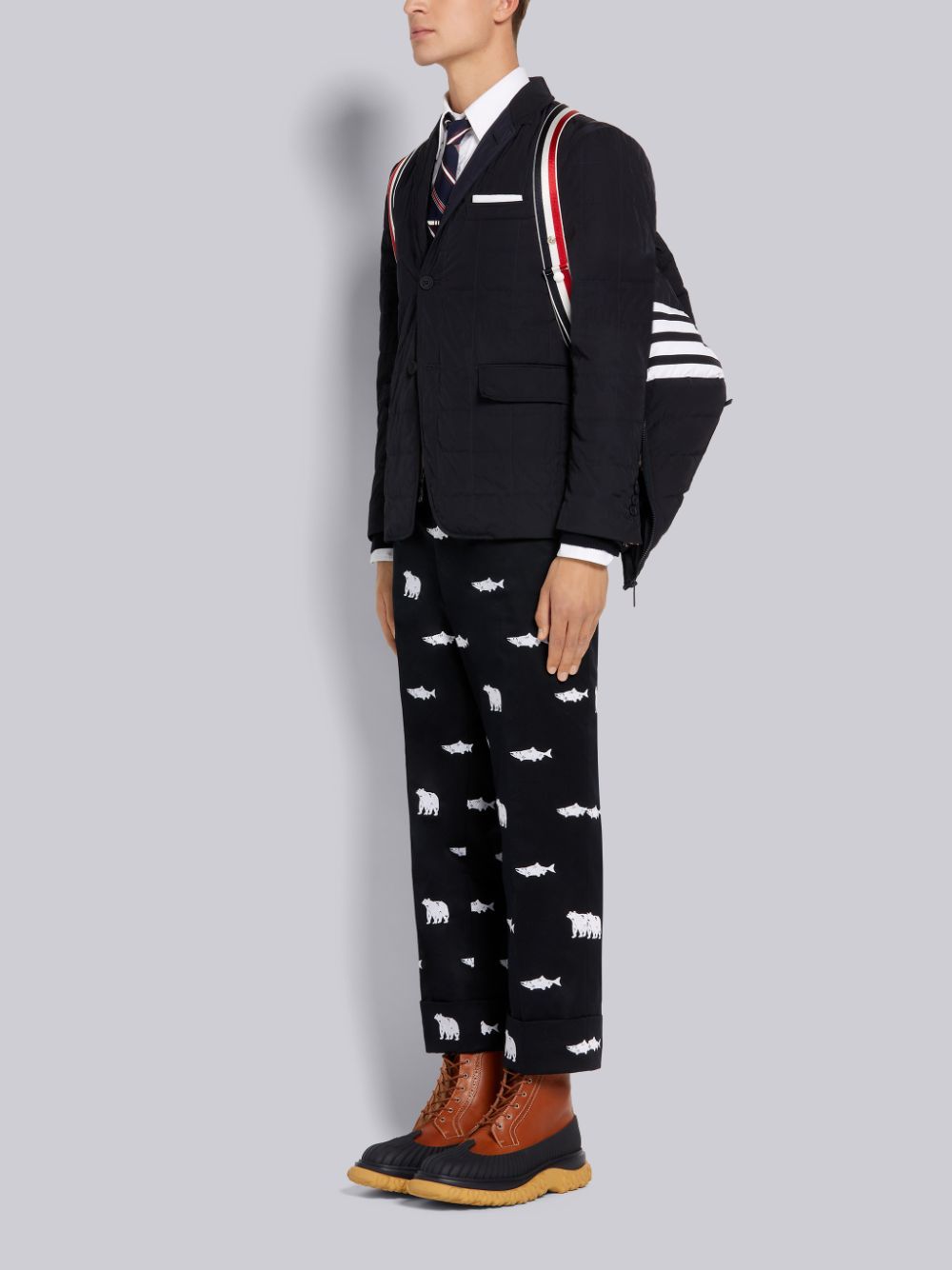 Thom Browne 4-bar Motif Puffer Gilet In Black