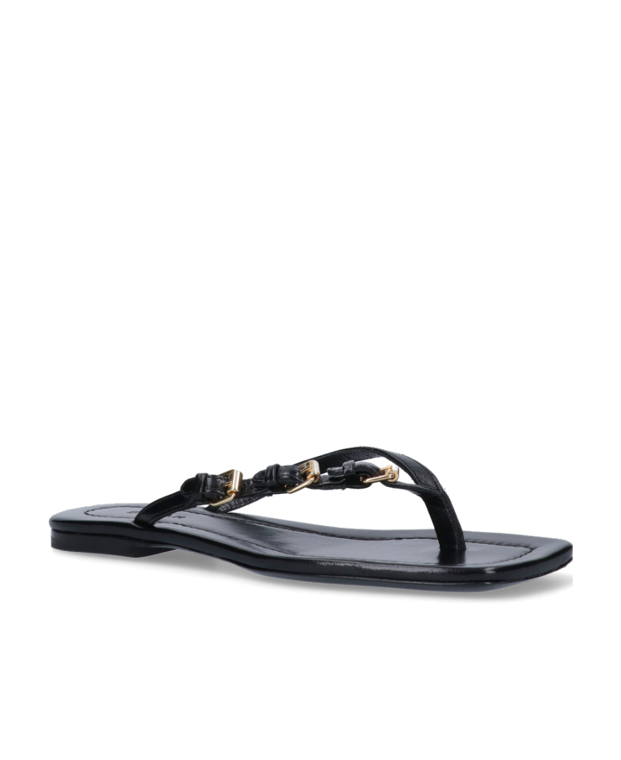 By Far Mare Squared-toe Flip-flops In Black