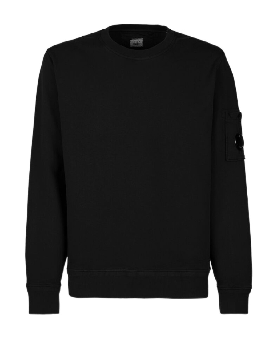 C.p. Company Logo-plaque Cotton Sweatshirt In Black