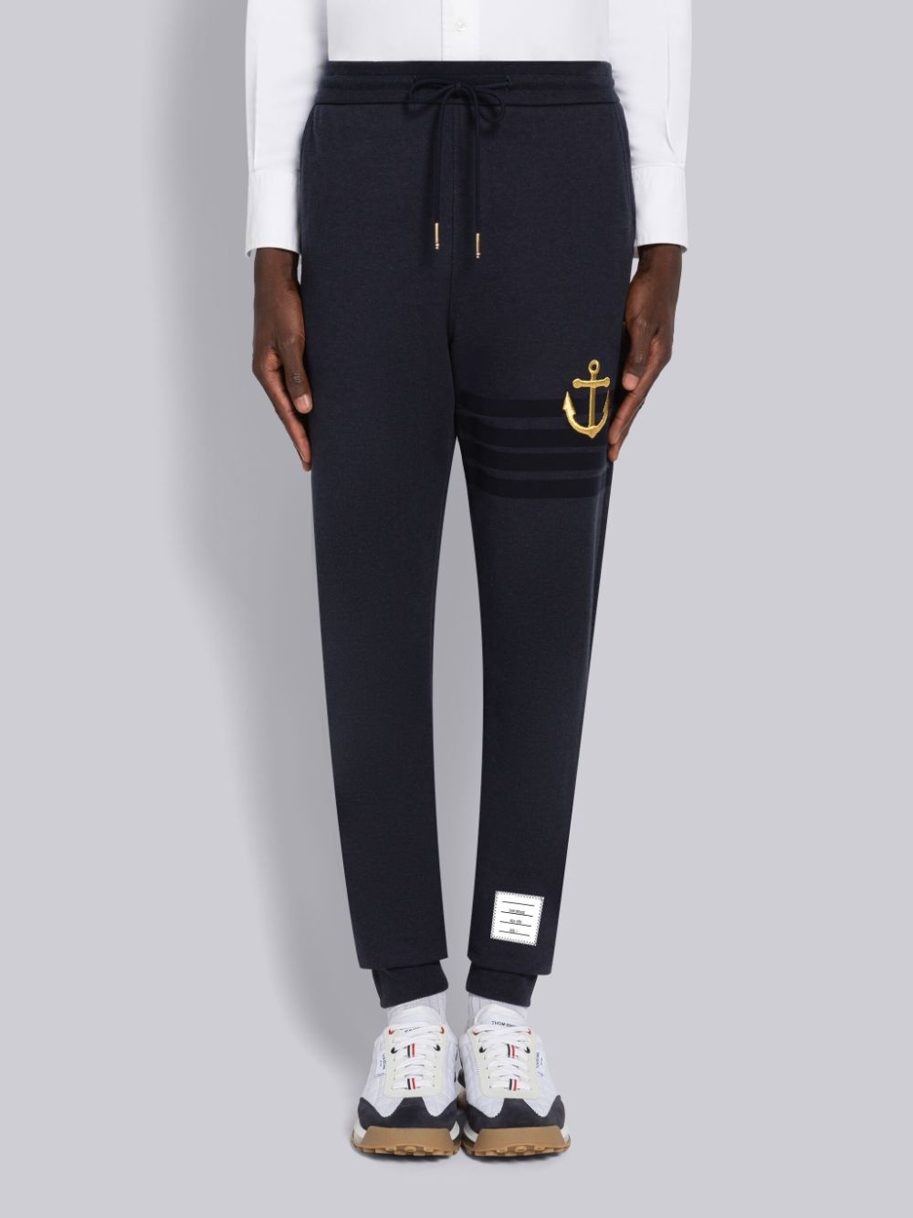 Thom Browne Anchor-embroidery Cotton Track Pants In Black