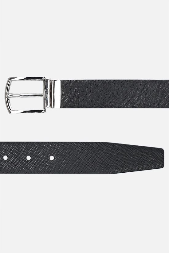 Prada Reversible Saffiano Leather Belt In Black