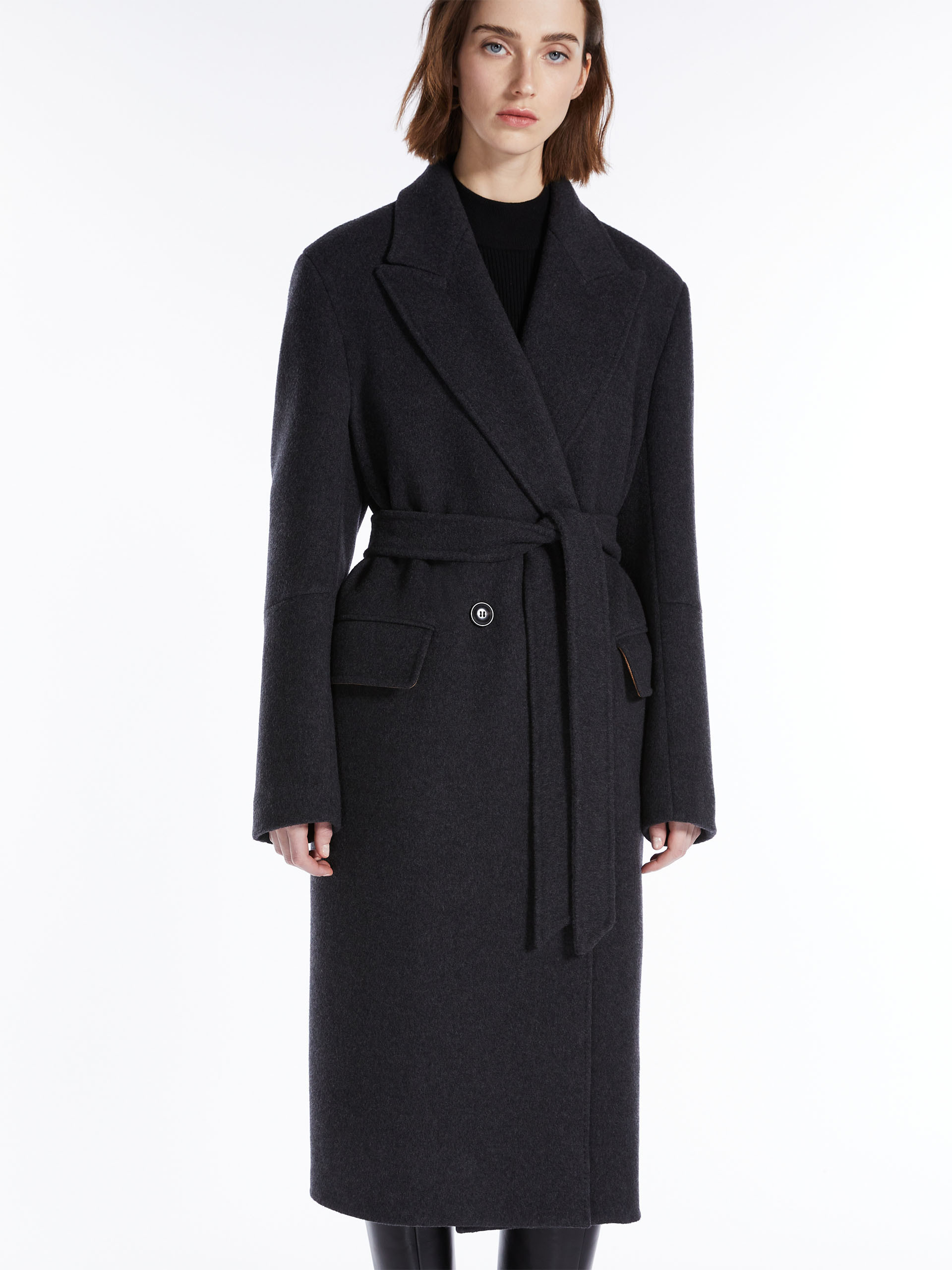 Max Mara Double-breasted Cashmere Coat In Gray