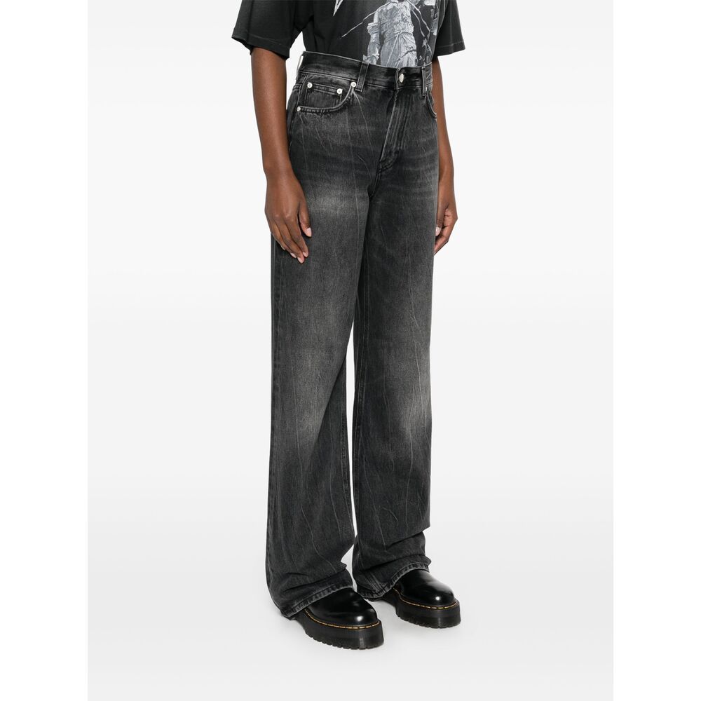 Haikure 'korea' Grey Jeans With Faded Effect And Logo Patch On The Back In Cotton Woman In Black