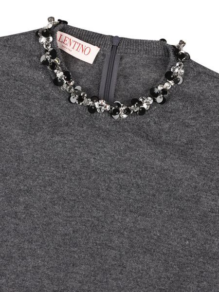 Valentino Gem-embellished Sweater In Gray
