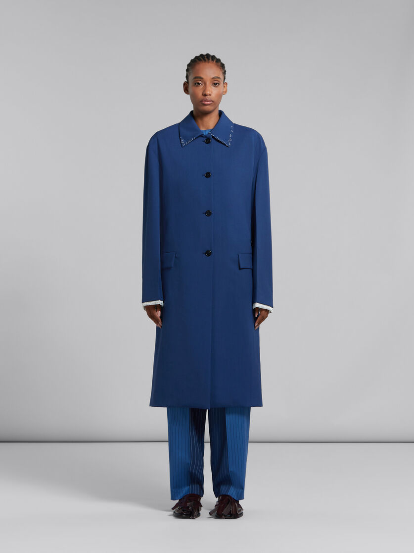 Marni Blue Tropical Wool Trench Coat