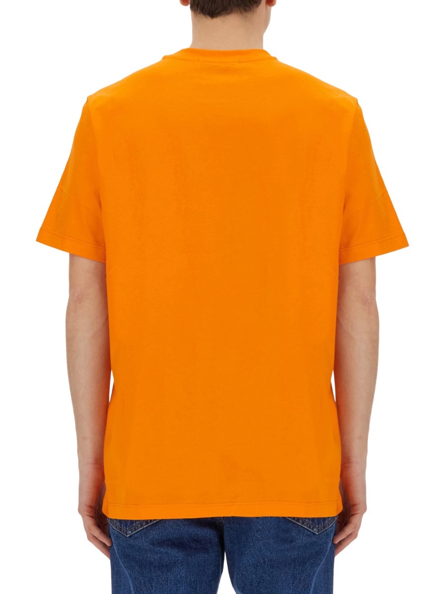 Msgm Logo Crew Neck T-shirt In Orange