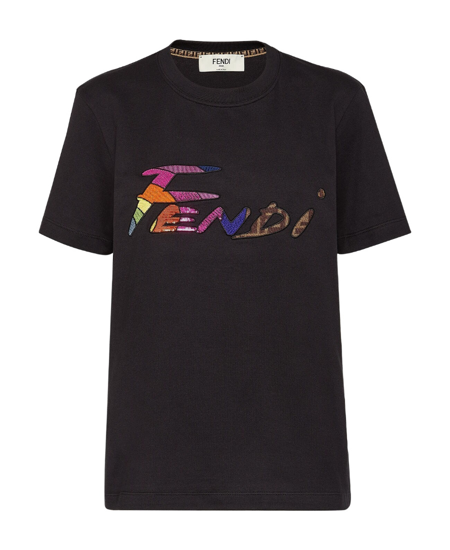 Shop Fendi Black Cotton T-shirt