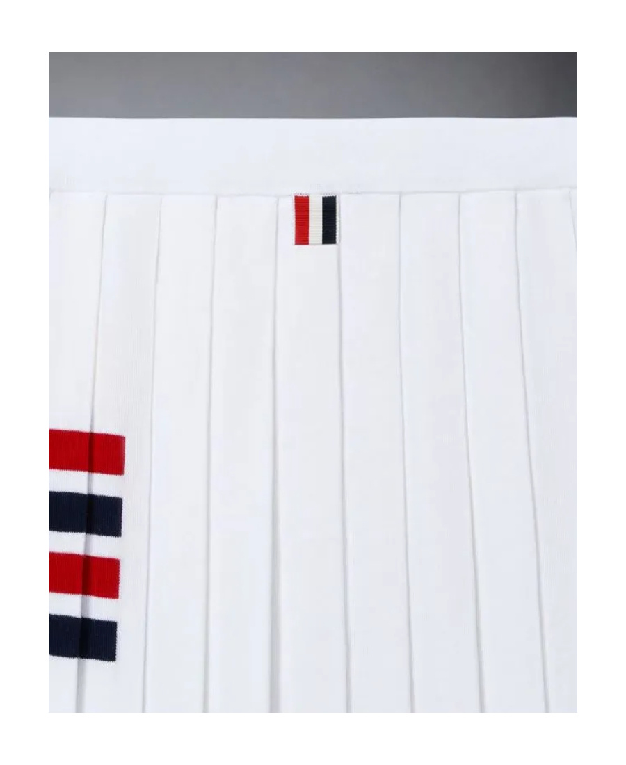 Thom Browne Pleated Cotton-seersucker And Grosgrain Mini Skirt In White